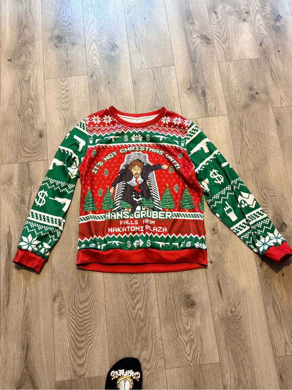 Die Hard Hans Gruber Holiday Graphic Crewneck Sweater - Red & Green